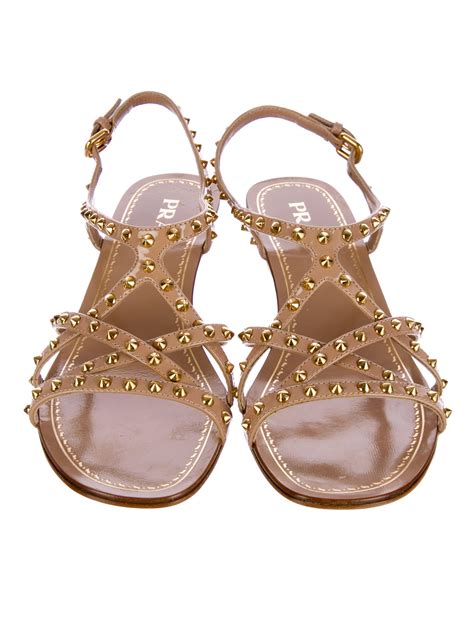 prada silver strappy sandals|prada studded pony skin sandals.